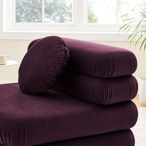 Modway Furniture Jubilee Modway Modular Velvet Armless Lounge Chair with Tufted Cushions for Living Room Mulberry EEI-6896-MUL