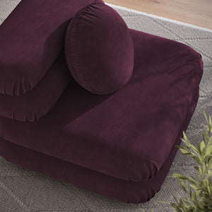 Modway Furniture Jubilee Modway Modular Velvet Armless Lounge Chair with Tufted Cushions for Living Room Mulberry EEI-6896-MUL