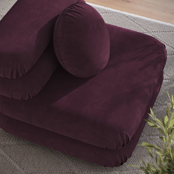 Modway Furniture Jubilee Modway Modular Velvet Armless Lounge Chair with Tufted Cushions for Living Room Mulberry EEI-6896-MUL