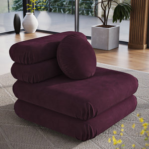 Modway Furniture Jubilee Modway Modular Velvet Armless Lounge Chair with Tufted Cushions for Living Room Mulberry EEI-6896-MUL