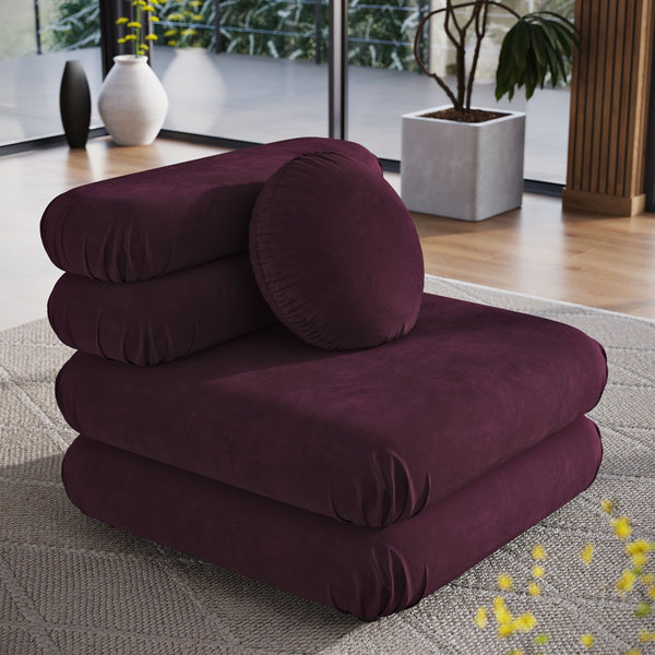 Modway Furniture Jubilee Modway Modular Velvet Armless Lounge Chair with Tufted Cushions for Living Room Mulberry EEI-6896-MUL