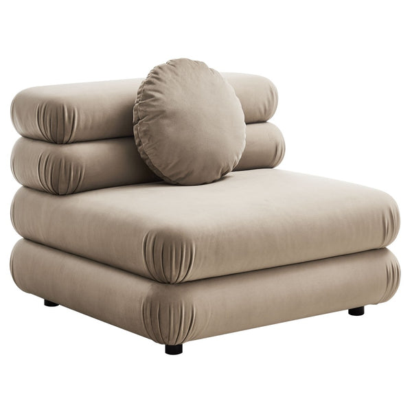 Modway Furniture Jubilee Modway Modular Velvet Armless Lounge Chair with Tufted Cushions for Living Room Taupe EEI-6896-TAU