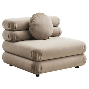 Modway Furniture Jubilee Modway Four Piece Velvet Sectional with Tufted Cushions for Modern Living Taupe EEI-7004-TAU