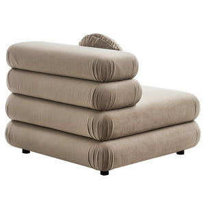 Modway Furniture Jubilee Modway Modular Velvet Armless Lounge Chair with Tufted Cushions for Living Room Taupe EEI-6896-TAU
