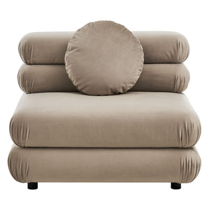 Modway Furniture Jubilee Modway Velvet Sectional Three Piece Modular Sofa with Tufted Retro Cushions Taupe EEI-7003-TAU