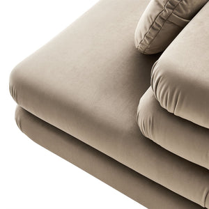 Modway Furniture Jubilee Modway Modular Velvet Armless Lounge Chair with Tufted Cushions for Living Room Taupe EEI-6896-TAU