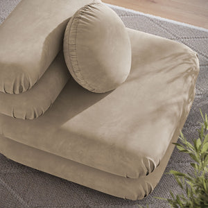 Modway Furniture Jubilee Modway Modular Velvet Armless Lounge Chair with Tufted Cushions for Living Room Taupe EEI-6896-TAU