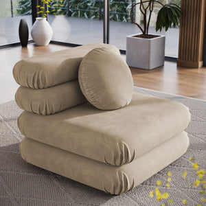 Modway Furniture Jubilee Modway Modular Velvet Armless Lounge Chair with Tufted Cushions for Living Room Taupe EEI-6896-TAU