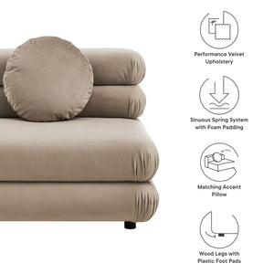 Modway Furniture Jubilee Modway Modular Velvet Armless Lounge Chair with Tufted Cushions for Living Room Taupe EEI-6896-TAU