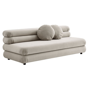 Modway Furniture Jubilee Modway Modular Velvet Loveseat Tufted Cushions Retro Mid-century Living Room Almond EEI-6897-ALM
