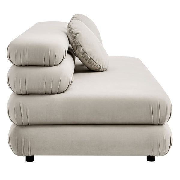 Modway Furniture Jubilee Modway Modular Velvet Loveseat Tufted Cushions Retro Mid-century Living Room Almond EEI-6897-ALM