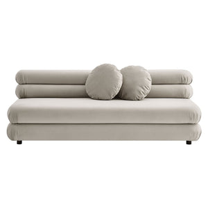 Modway Furniture Jubilee Modway Modular Velvet Loveseat Tufted Cushions Retro Mid-century Living Room Almond EEI-6897-ALM