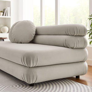 Modway Furniture Jubilee Modway Modular Velvet Loveseat Tufted Cushions Retro Mid-century Living Room Almond EEI-6897-ALM