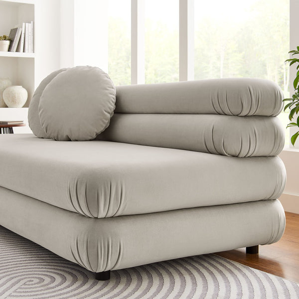Modway Furniture Jubilee Modway Modular Velvet Loveseat Tufted Cushions Retro Mid-century Living Room Almond EEI-6897-ALM