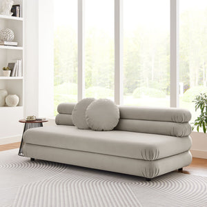 Modway Furniture Jubilee Modway Modular Velvet Loveseat Tufted Cushions Retro Mid-century Living Room Almond EEI-6897-ALM