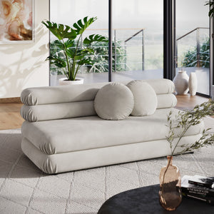 Modway Furniture Jubilee Modway Modular Velvet Loveseat Tufted Cushions Retro Mid-century Living Room Almond EEI-6897-ALM