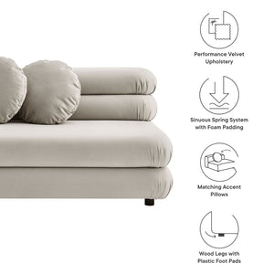 Modway Furniture Jubilee Modway Modular Velvet Loveseat Tufted Cushions Retro Mid-century Living Room Almond EEI-6897-ALM