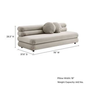 Modway Furniture Jubilee Modway Modular Velvet Loveseat Tufted Cushions Retro Mid-century Living Room Almond EEI-6897-ALM