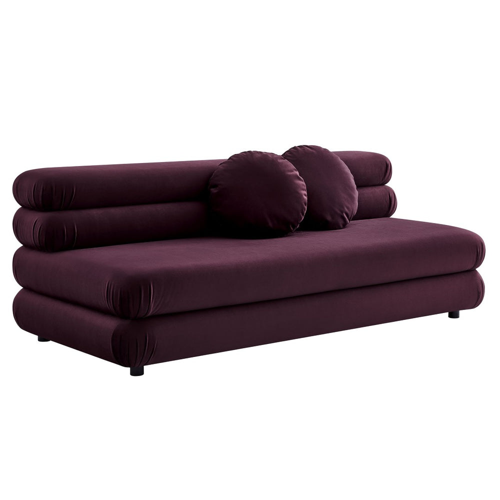 Modway Furniture Jubilee Modway Modular Velvet Loveseat Tufted Cushions Retro Mid-century Living Room Mulberry EEI-6897-MUL