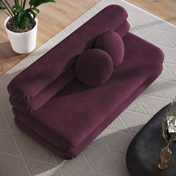 Modway Furniture Jubilee Modway Modular Velvet Loveseat Tufted Cushions Retro Mid-century Living Room Mulberry EEI-6897-MUL