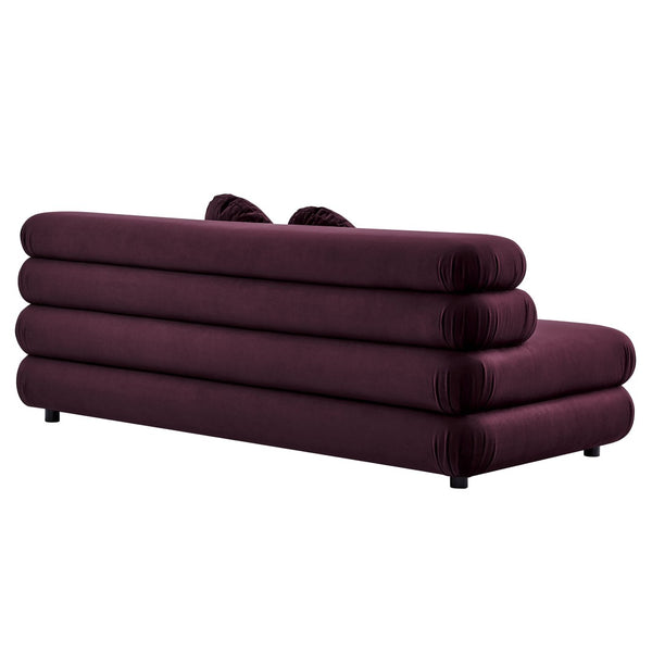 Modway Furniture Jubilee Modway Modular Velvet Loveseat Tufted Cushions Retro Mid-century Living Room Mulberry EEI-6897-MUL