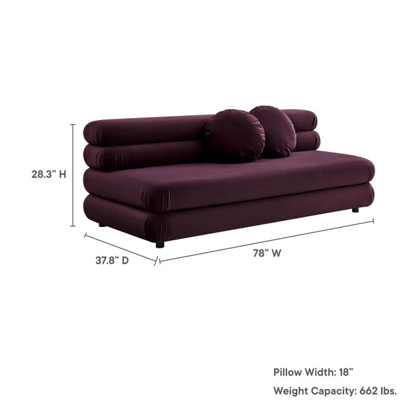 Modway Furniture Jubilee Modway Modular Velvet Loveseat Tufted Cushions Retro Mid-century Living Room Mulberry EEI-6897-MUL
