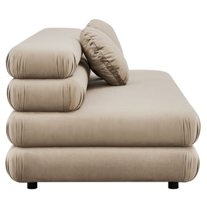 Modway Furniture Jubilee Modway Modular Velvet Loveseat Tufted Cushions Retro Mid-century Living Room Taupe EEI-6897-TAU