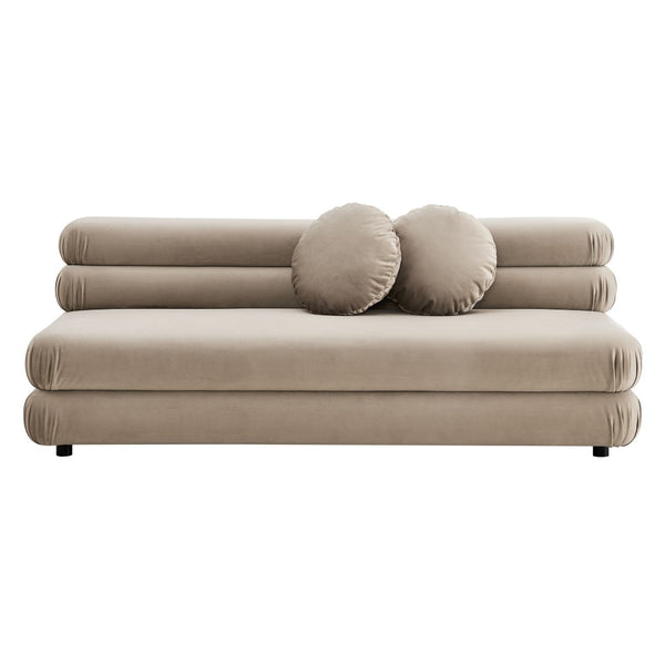 Modway Furniture Jubilee Modway Modular Velvet Loveseat Tufted Cushions Retro Mid-century Living Room Taupe EEI-6897-TAU