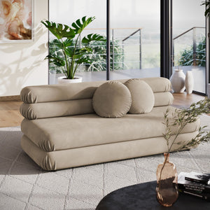 Modway Furniture Jubilee Modway Modular Velvet Loveseat Tufted Cushions Retro Mid-century Living Room Taupe EEI-6897-TAU