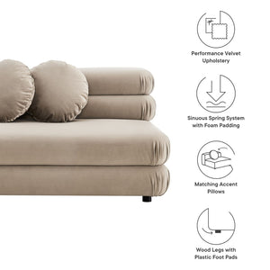 Modway Furniture Jubilee Modway Modular Velvet Loveseat Tufted Cushions Retro Mid-century Living Room Taupe EEI-6897-TAU