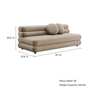Modway Furniture Jubilee Modway Modular Velvet Loveseat Tufted Cushions Retro Mid-century Living Room Taupe EEI-6897-TAU