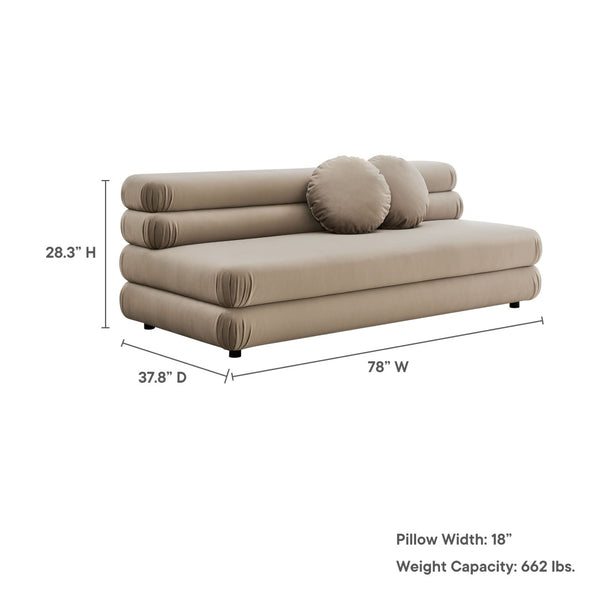 Modway Furniture Jubilee Modway Modular Velvet Loveseat Tufted Cushions Retro Mid-century Living Room Taupe EEI-6897-TAU