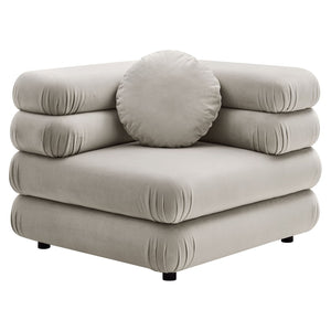 Modway Furniture Jubilee Modway Velvet Sectional Three Piece Modular Sofa with Tufted Retro Cushions Almond EEI-7003-ALM