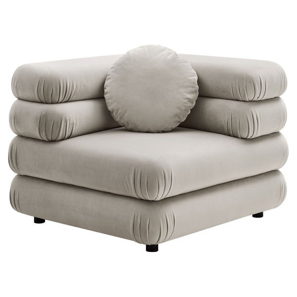 Modway Furniture Jubilee Modway Four Piece Velvet Sectional with Tufted Cushions for Modern Living Almond EEI-7004-ALM