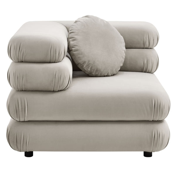 Modway Furniture Jubilee Modway Modular Corner Lounge Chair in Stain Resistant Performance Velvet Retro Style Almond EEI-6898-ALM