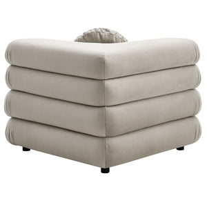 Modway Furniture Jubilee Modway Velvet Sectional Three Piece Modular Sofa with Tufted Retro Cushions Almond EEI-7003-ALM