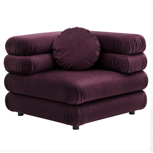 Modway Furniture Jubilee Modway Modular Corner Lounge Chair in Stain Resistant Performance Velvet Retro Style Mulberry EEI-6898-MUL