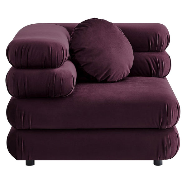 Modway Furniture Jubilee Modway Modular Corner Lounge Chair in Stain Resistant Performance Velvet Retro Style Mulberry EEI-6898-MUL