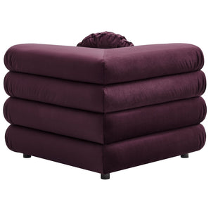 Modway Furniture Jubilee Modway Modular Corner Lounge Chair in Stain Resistant Performance Velvet Retro Style Mulberry EEI-6898-MUL