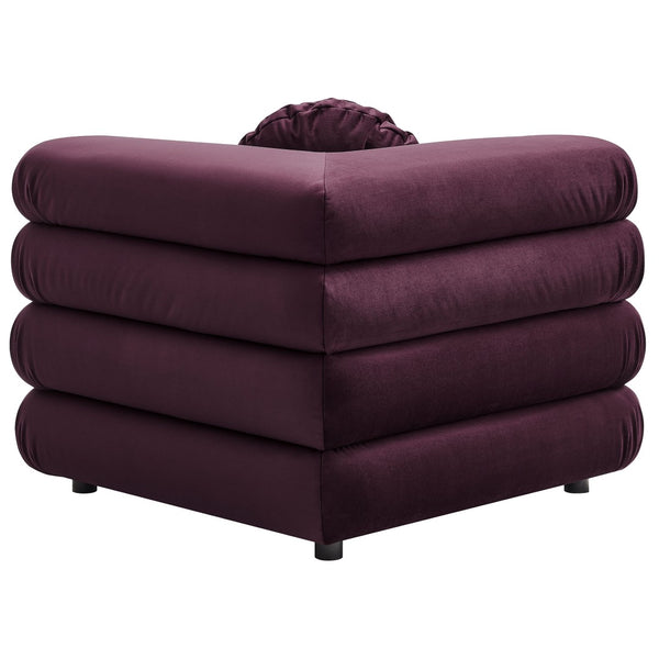 Modway Furniture Jubilee Modway Modular Corner Lounge Chair in Stain Resistant Performance Velvet Retro Style Mulberry EEI-6898-MUL
