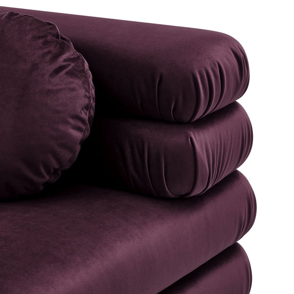 Modway Furniture Jubilee Modway Modular Corner Lounge Chair in Stain Resistant Performance Velvet Retro Style Mulberry EEI-6898-MUL
