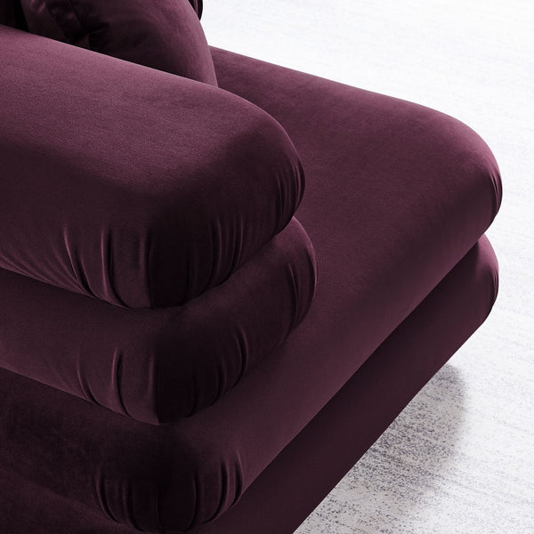 Modway Furniture Jubilee Modway Modular Corner Lounge Chair in Stain Resistant Performance Velvet Retro Style Mulberry EEI-6898-MUL