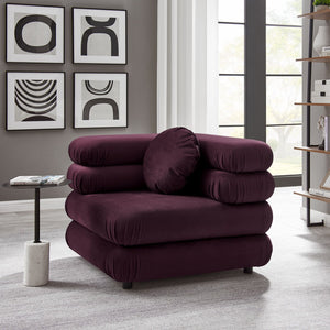 Modway Furniture Jubilee Modway Modular Corner Lounge Chair in Stain Resistant Performance Velvet Retro Style Mulberry EEI-6898-MUL
