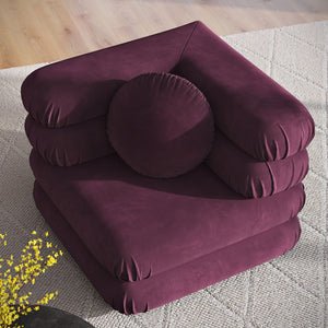 Modway Furniture Jubilee Modway Modular Corner Lounge Chair in Stain Resistant Performance Velvet Retro Style Mulberry EEI-6898-MUL