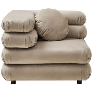 Modway Furniture Jubilee Modway Velvet Sectional Three Piece Modular Sofa with Tufted Retro Cushions Taupe EEI-7003-TAU