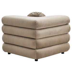 Modway Furniture Jubilee Modway Modular Corner Lounge Chair in Stain Resistant Performance Velvet Retro Style Taupe EEI-6898-TAU
