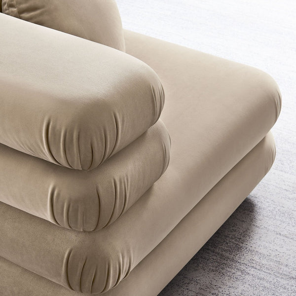 Modway Furniture Jubilee Modway Modular Corner Lounge Chair in Stain Resistant Performance Velvet Retro Style Taupe EEI-6898-TAU