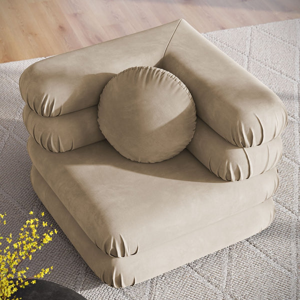 Modway Furniture Jubilee Modway Modular Corner Lounge Chair in Stain Resistant Performance Velvet Retro Style Taupe EEI-6898-TAU