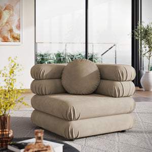 Modway Furniture Jubilee Modway Modular Corner Lounge Chair in Stain Resistant Performance Velvet Retro Style Taupe EEI-6898-TAU