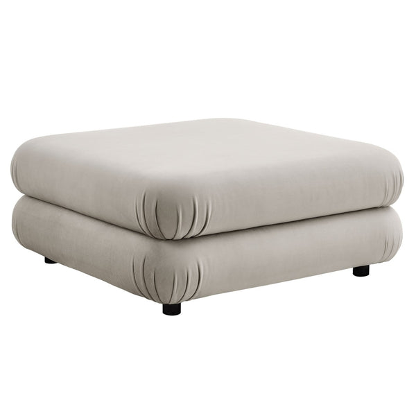 Modway Furniture Jubilee Modular Performance Velvet Tufted Ottoman for Living Room Sectional Seating Almond EEI-6899-ALM